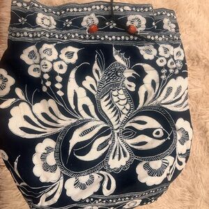 Navy‎ and White Floral Tote Bag